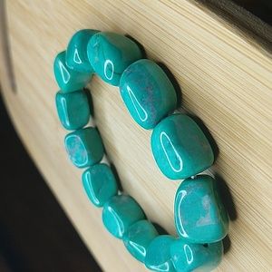 Stretchy gemstone bracelet chrysocholla blue green stone